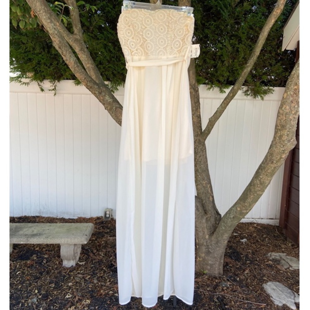 Mystique Boutique Ivory Strapless Maxi Dress